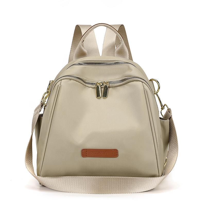 Solid Color Backpack Women's Lightweight Water-Repellent Nylon Travel Backpack