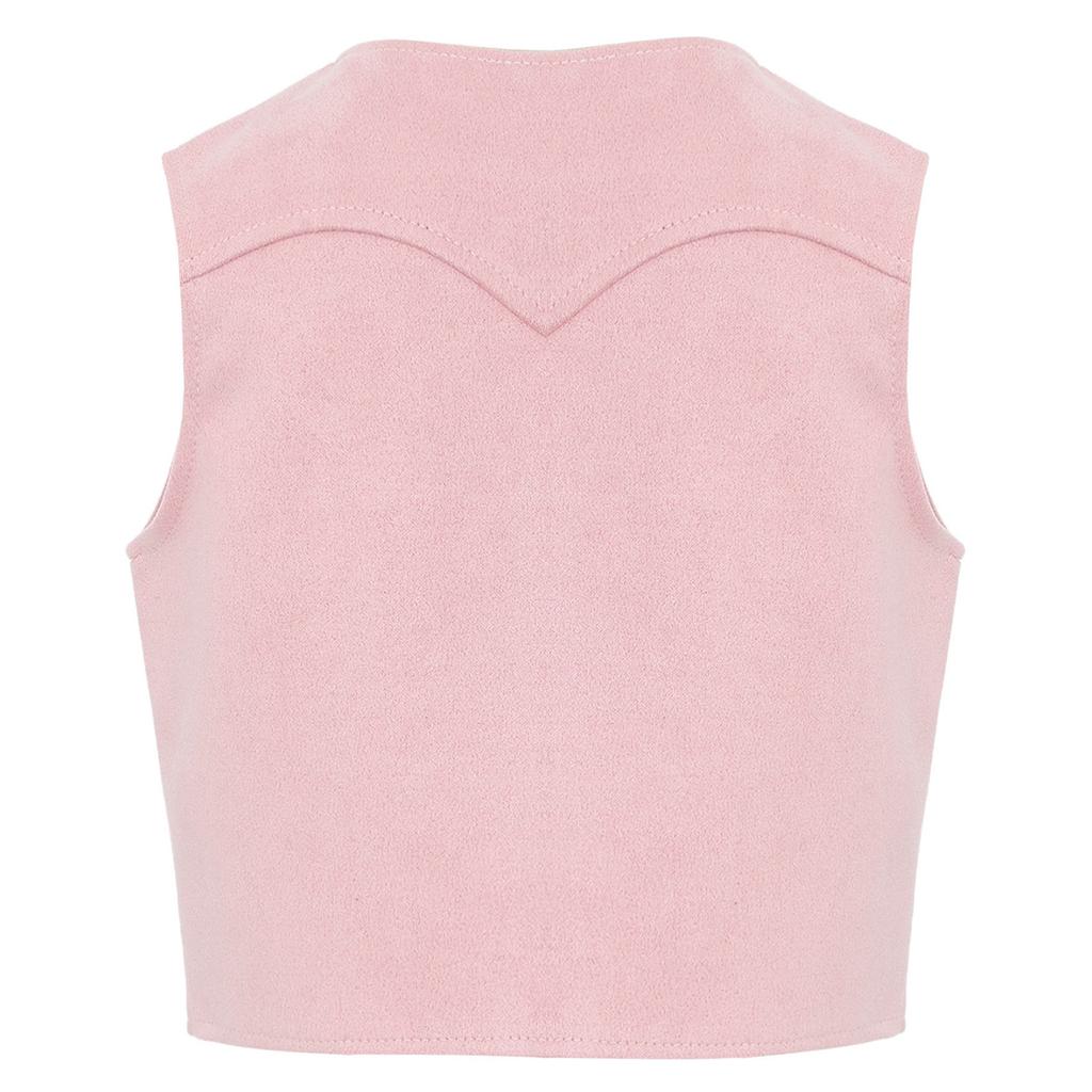 Boys Western Cowboy Vest Pointed Hem Fringe Decor Open Front Design Cosplay Halloween Costume