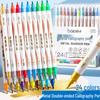 24-Color Dual-Tip Calligraphy and Metallic Pearlescent Outlining Pen Set