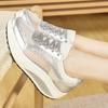 Women's Height Increase Gold Wedge Sneakers Summer Casual Thick Sole Loafers Girls Silver Minimalist Maternity Shoes