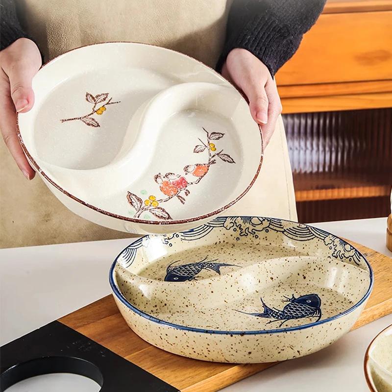 Ретро креативные керамические тарелки современный стиль круглая тарелка для закусок фрукты тарелка уникальная изысканная праздничная бытовая посуда