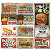 Hot Dog Fresh Hamburgers Metal Signs BBQ Vintage Posters Home Kitchen Wall Decor Iron Plate Painting Fast Food Shop Plaques