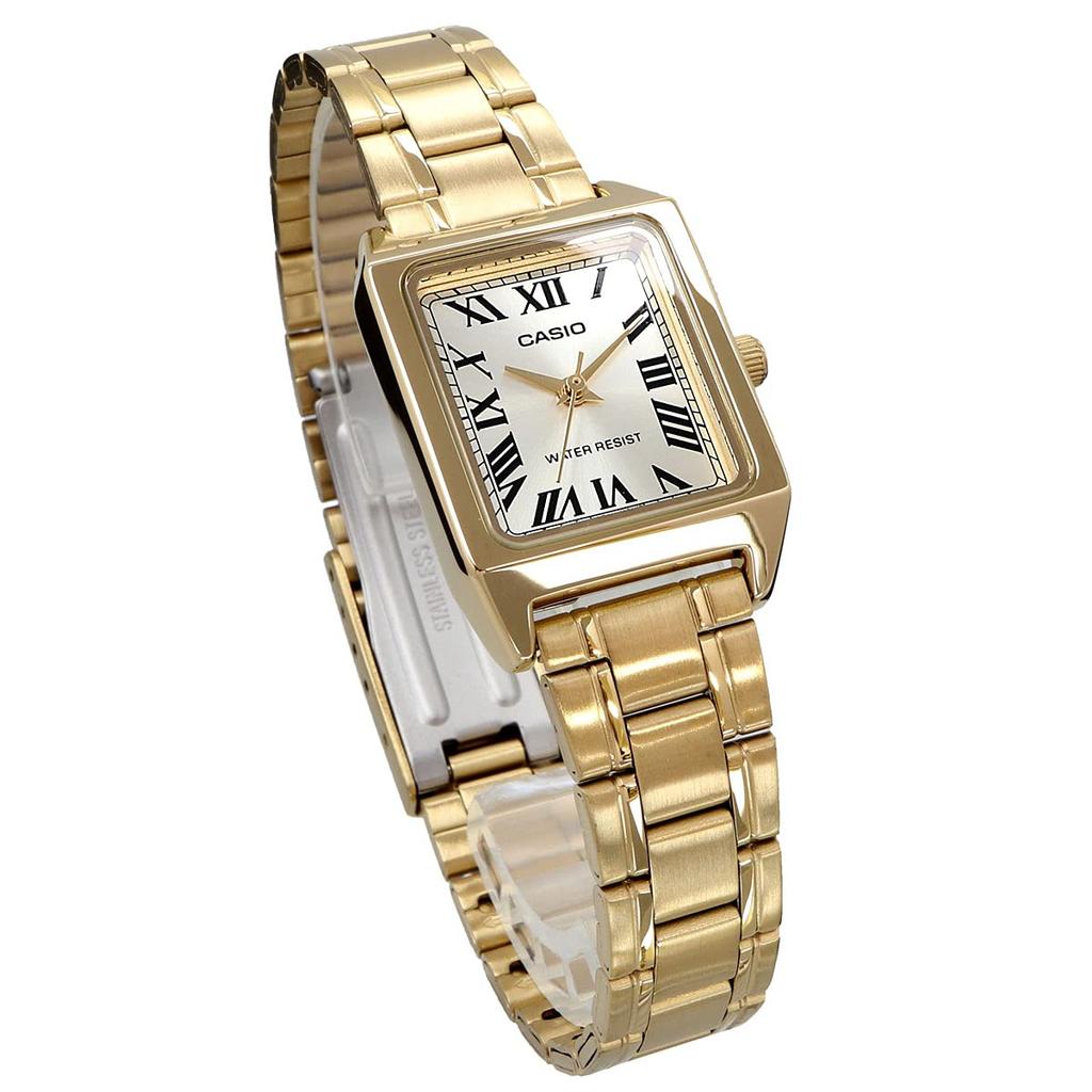CASIO Casio Стандартные женские часы для детей и девочек дешевые Casio Chipkashi аналоговые золотые золотые зарубежные часы LTP-V007G-9B [Товар]