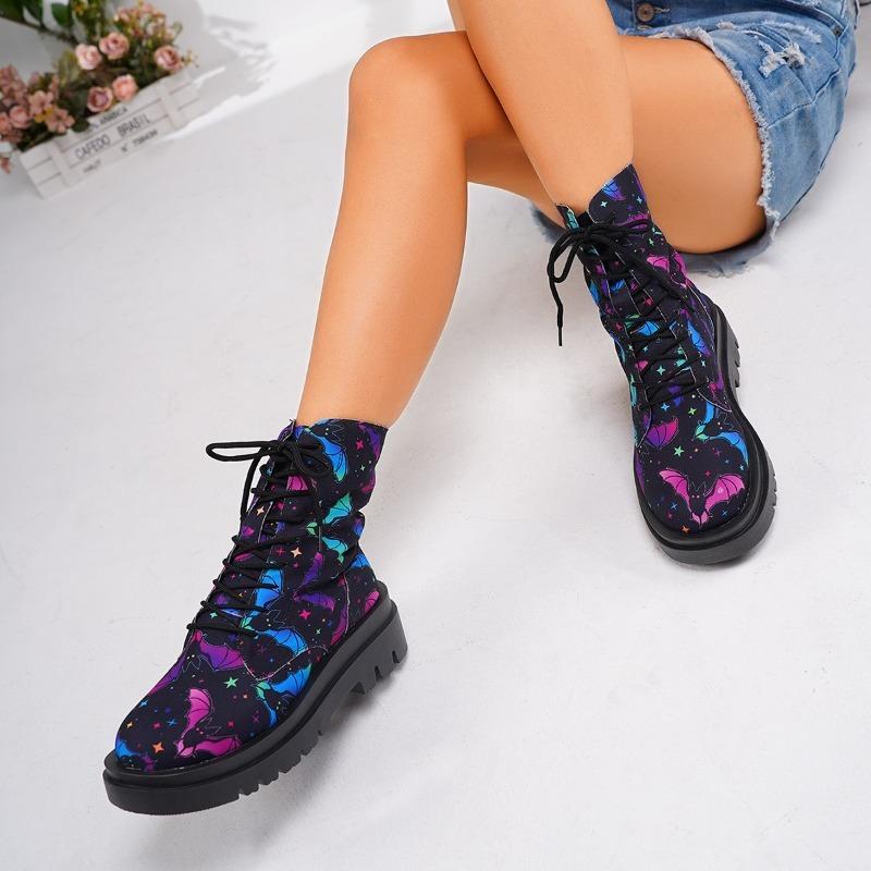 Женская обувь 2024 года, горячая распродажа, женские сапоги больших размеров, модные принтованные современные сапоги, женские новые сапоги до середины голени с перекрестной шнуровкой Zapatos