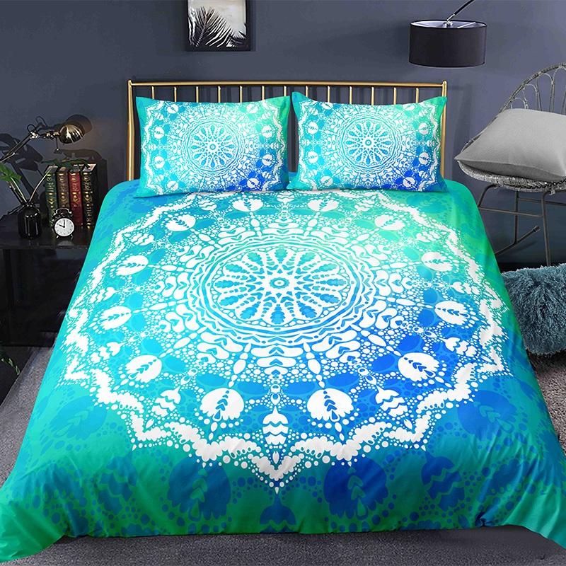 Mandala Flower Duvet Cover Set Bohemian Style Colourful Flowers Comforter Cover King Size for Boys Girls Polyester Bedding Se