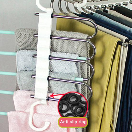 Multi-layer Trouser Rack Storage Holder Anti-Slip Foldable Design Versatile Stainless Steel Anti-Slip Clothes Hanger Scarf Holder