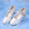 Girls Dress Shoes Princess Flower Girl Wedding Party Performance Low Top White PU