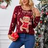 GMXIA Casual Christmas Sweater Women's Autumn Winter Gingerbread Man Pattern Long-sleeved Pullover Sweater