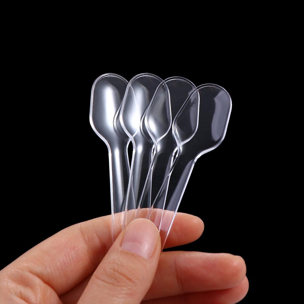 100pcs Transparent Disposable Flatware Spoons Plastic Disposable Clear Plastic Spoons Ice Cream