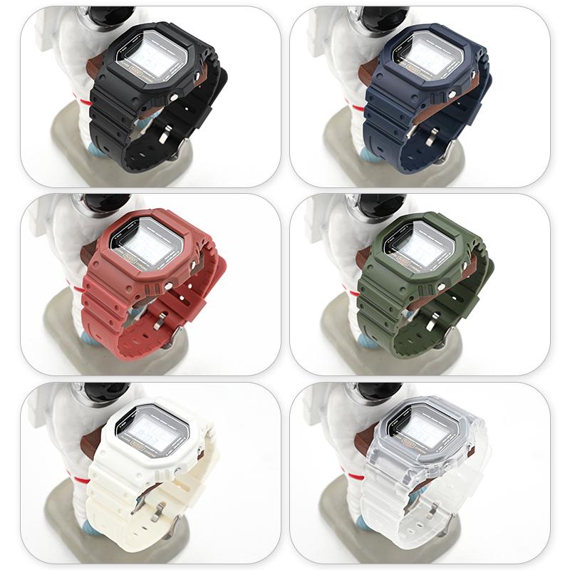 Strap With Case for Casio G-Shock DW-5600 DW-5000 GW-M5610 GLX-5600 Men Women Replacement Rubber Resin Shell Watch Band Bracelet
