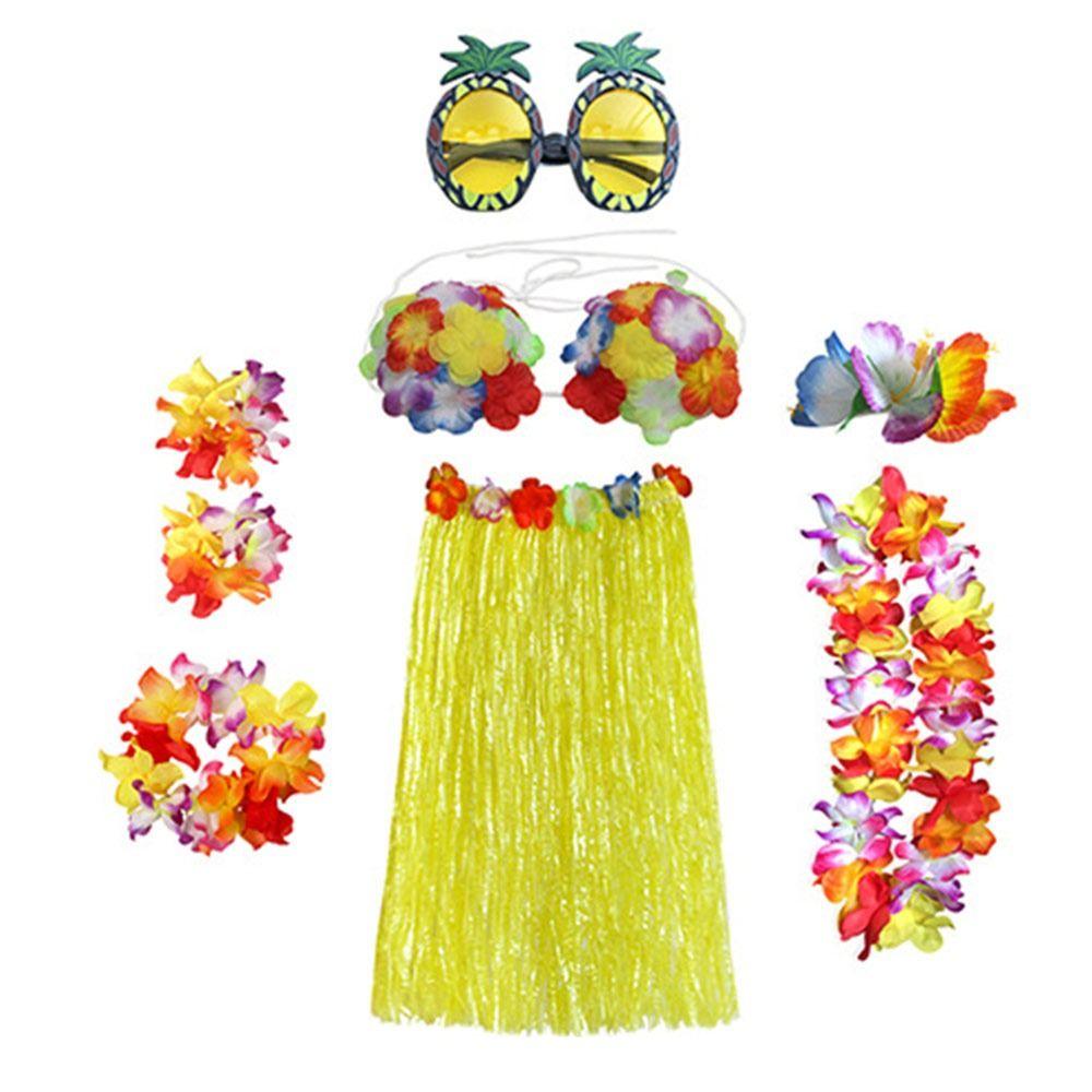 Гавайские принадлежности для вечеринки очки гирлянда ожерелье костюм повязка на голову гавайская хула юбка комплект маскарадный костюм