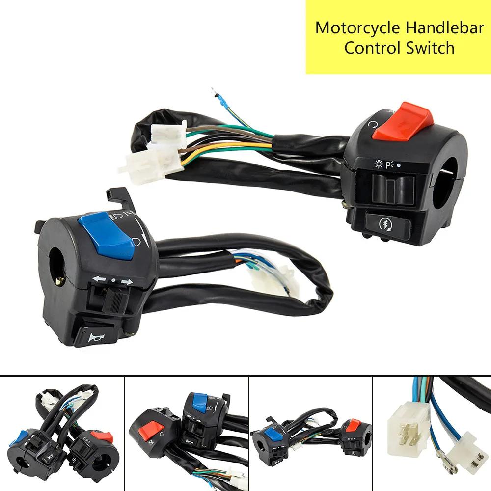 New Motorcycle Handle Bar Left Right Switches Horn Turn Signal Headlight Electric Start Handlebar Controller Switch Universal