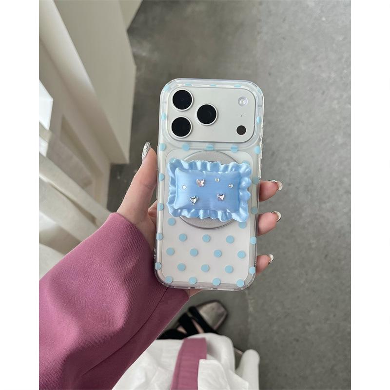 Магнитный держатель для телефона со стразами в горошек для чехлов iPhone 17/16 Pro Max/15/14
