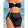 New Cross Border Swimsuit Solid Color Metal Buckle Three Pieces Women's Split Bikini Set Swimsuit