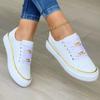 Women's Sneakers Fashion Chain Leather Comfortable Round Toe Platform Sneakers Lace Up Walking Shoes