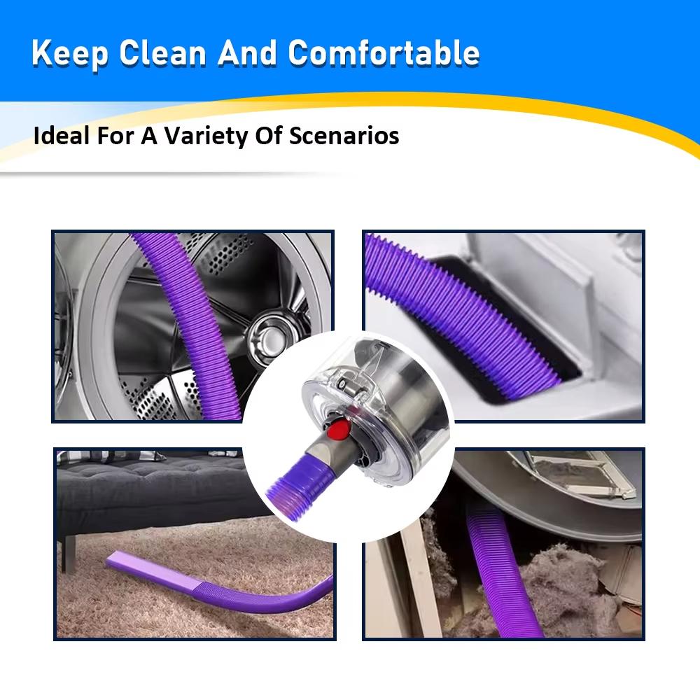 Dryer Vent Cleaner Hose For Dyson V6 V7 V8 V10 V11 V15 Vacuum Cleaner Accessories Lint Remover Vacuum Hose Flexible Crevice Tool