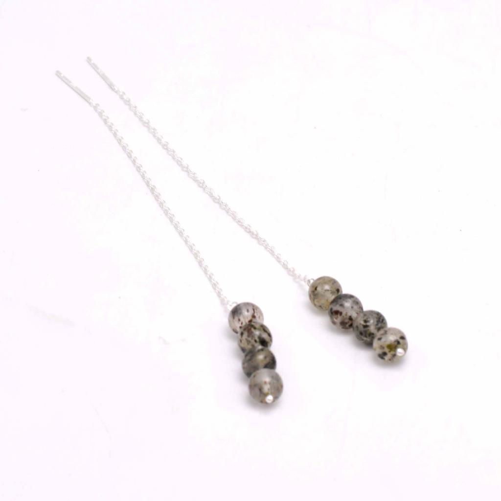 Черные серьги из серебра 925 пробы с рутилом, женские серьги с бахромой ручной работы из натурального драгоценного камня