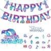 Ocean Theme Party Supplies Mermaid Birthday Celebration Banner And Cake Decorations