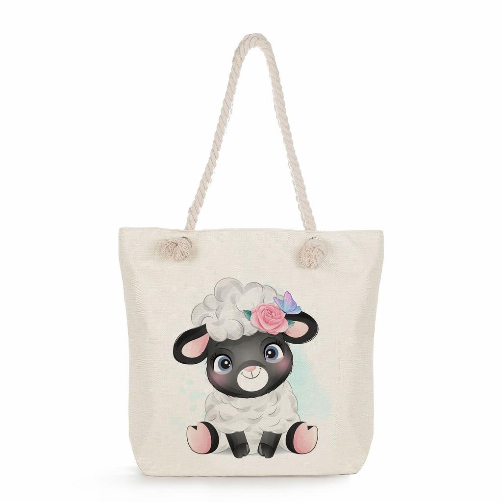 Animal print thick rope single-shoulder beach bag 7286 CLE