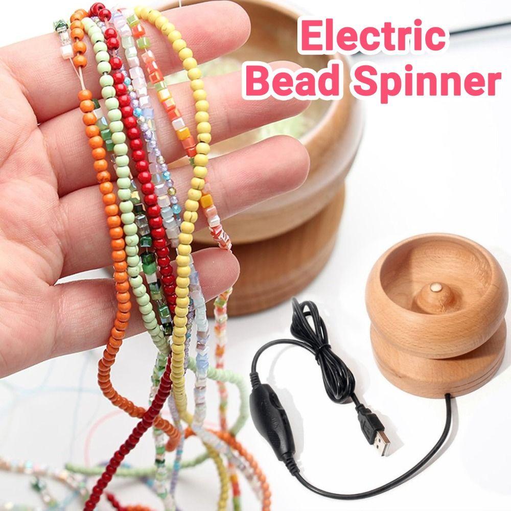 Automatic Speed Electric Spinning Bead Bowl Solid Wood Bead Loader Spinner Jewelry Making