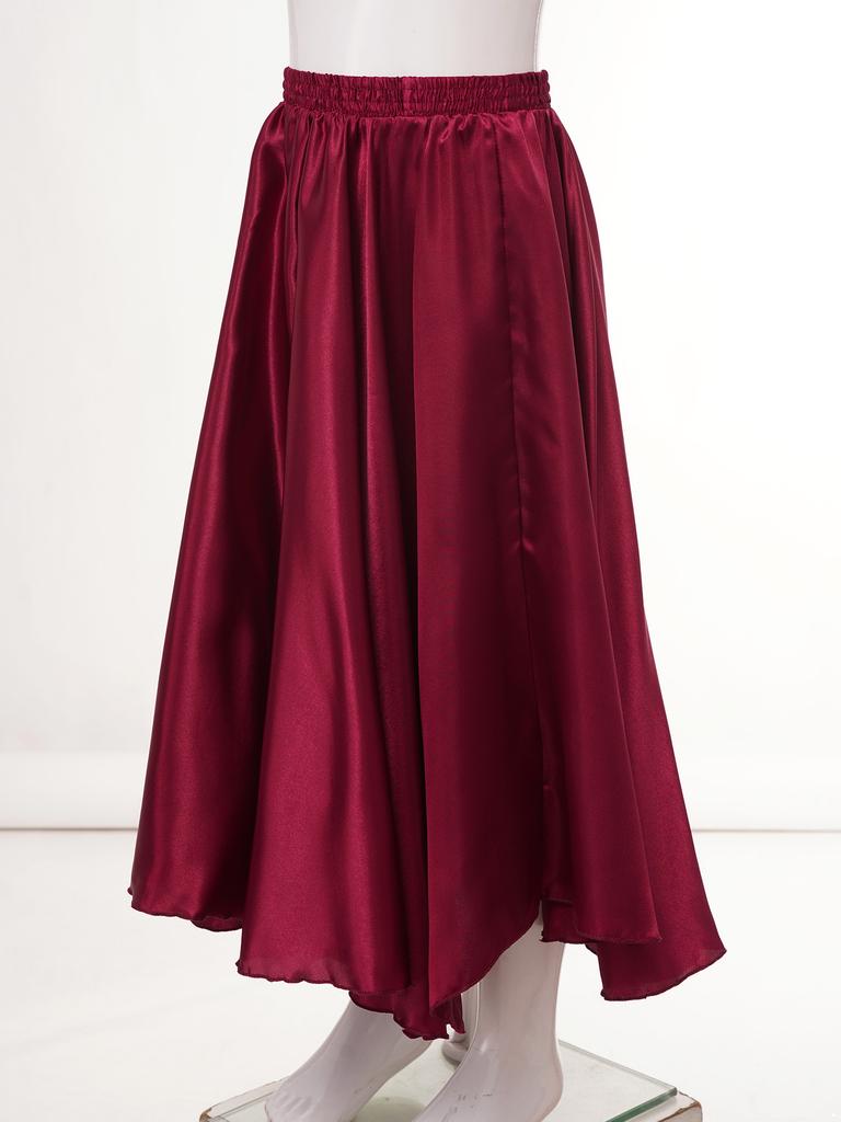 Юбка для бальных танцев для девочек, длинная, круглая, юбка для испанского фламенко, одежда для латиноамериканских танцев «ча-ча», длинная юбка-макси