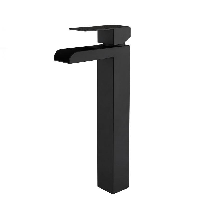 Black/Nickel  Bathroom Waterfall Basin Faucet 304 Stainless Steel Deck Mount Single Handle Hot Cold Mixer Tap Single Handle