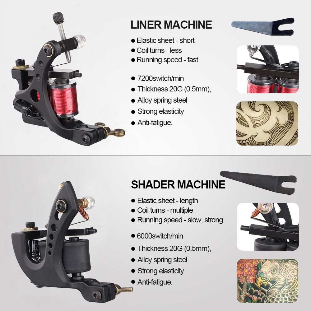 Coil Tattoo Machine for Liner Shader Tattoo Frame 8 Warp 10 Warp for Tattoo Trainer Beginner School