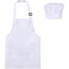 Kids Chef Hat And Apron Set For Cooking Baking Painting, Adjustable Kids Aprons And Chef Hats Set, White