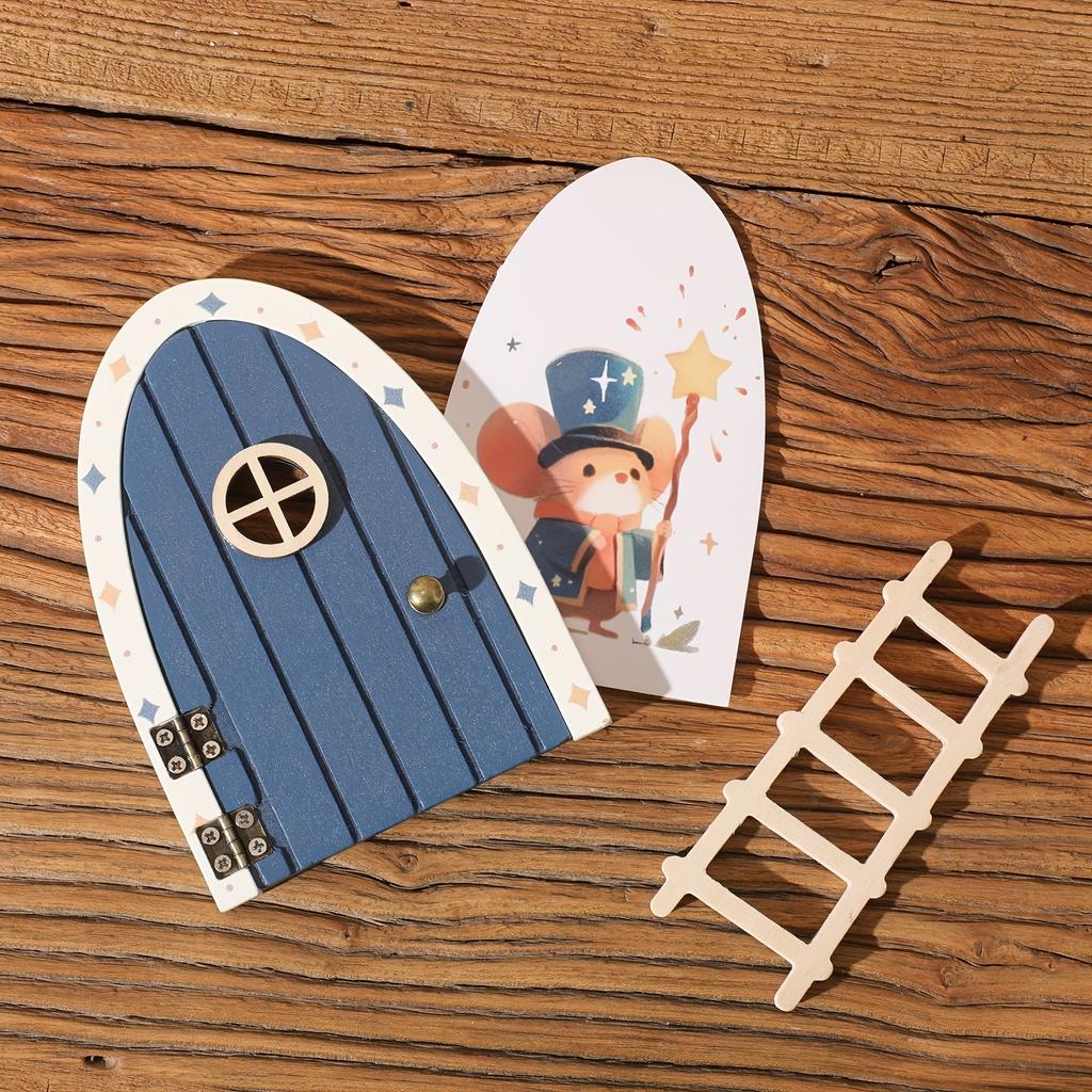 Деревянная мультяшная сказочная дверь, Мини-лестница для украшения сказочной двери, Красочная сказочная дверь с сердечком, Домашний декор, Реквизит для памятных фотографий