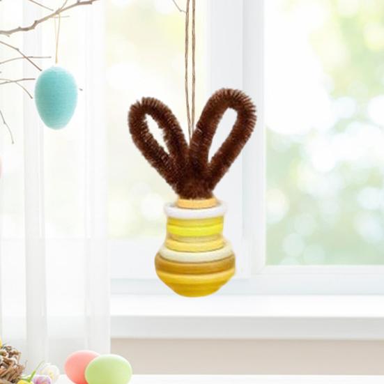 Button Easter Bunny Craft Kit DIY Button Bunny Hanging Ornament with Twisting Stick Ears for Easters Basket Stuffer Holiday Party