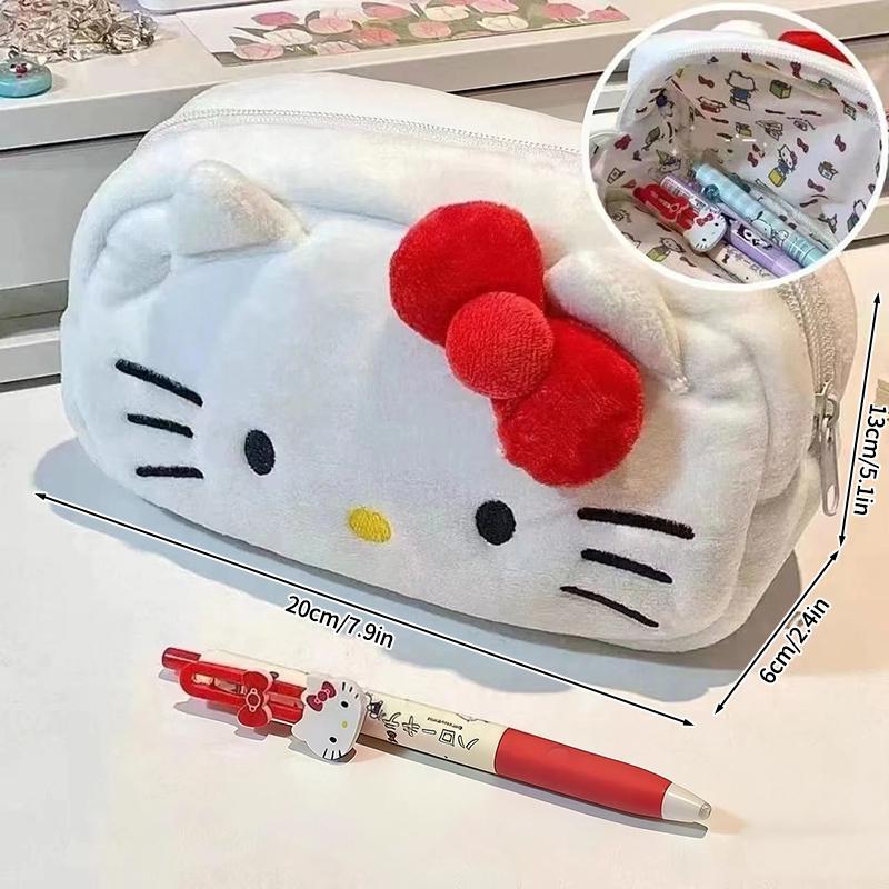 Пенал Hello Kitty Большой вместимости Плюшевый пенал-подставка Hello Kitty Сумка для хранения Hello Kitty Сумка для макияжа Косметичка Органайзер для стола