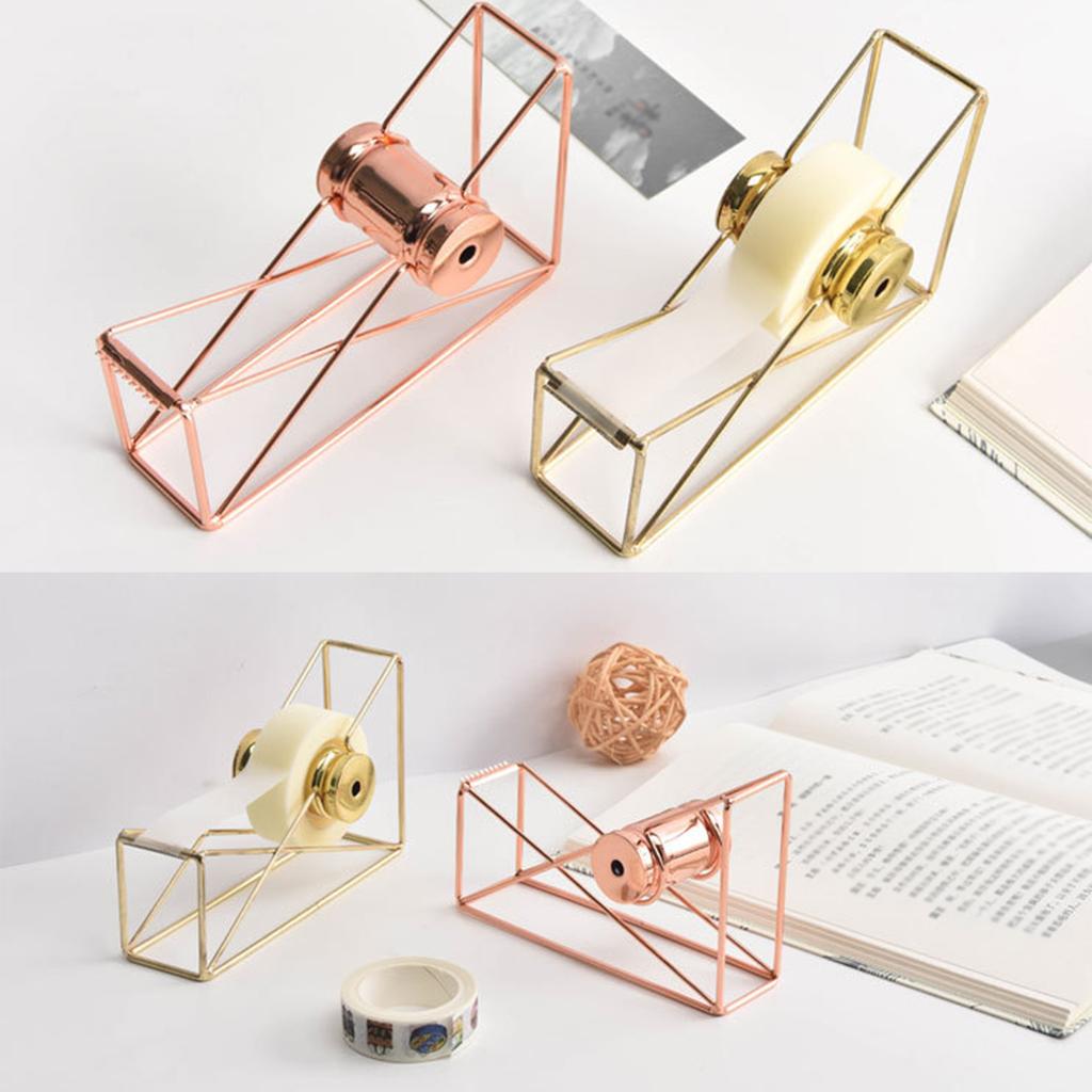 Металлический диспенсер для ленты, розовое золото, настольный резак для клейкой ленты, офисные принадлежности, украшение стола для