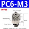 10Pcs Male Thread Air Tube Connector M3 M4 M5 M6 Pneumatic Pipe Connector Quick Fitting Fast Joint