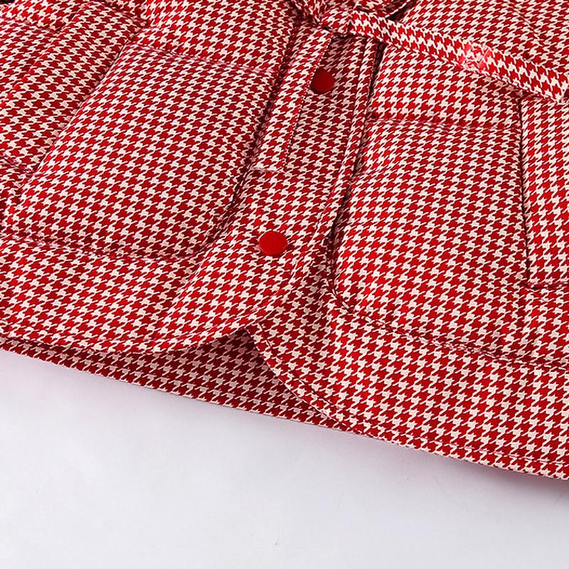 Клетчатая Ретро Пуховая Куртка Модная Повседневная Хлопковая Куртка для Девочек