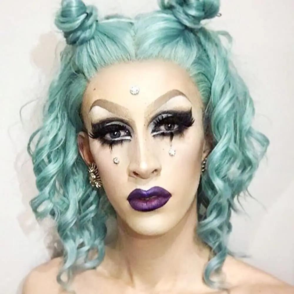 AIMEYA Synthetic Lace Front Wigs Silver Short Wave Wig for Women Brown Pink Blue Color Synthetic Lace Wig Cosplay Short Lace Wig