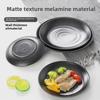 Melamine Black Imitation Porcelain Plate - Versatile Dish for Hot Pot, Barbecue, and Cold Dishes