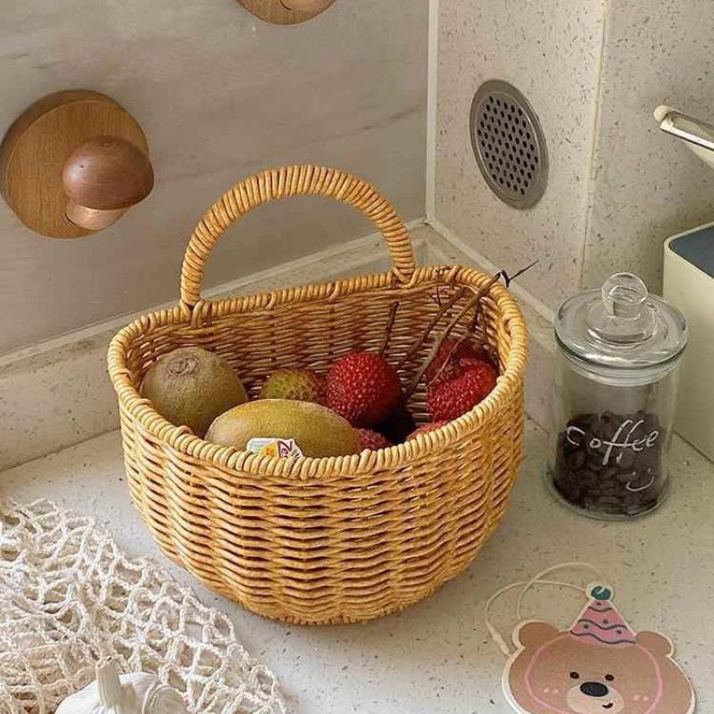 Boho Chic Wall Hanging Basket Handcrafted for Kitchen Storage and Ginger Holder