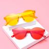 Fashion Rimless Transparent Sunglasses Uv400 Oval Frameless Sun Glasses Vintage Red Pink Blue Yellow Orange Eyewear