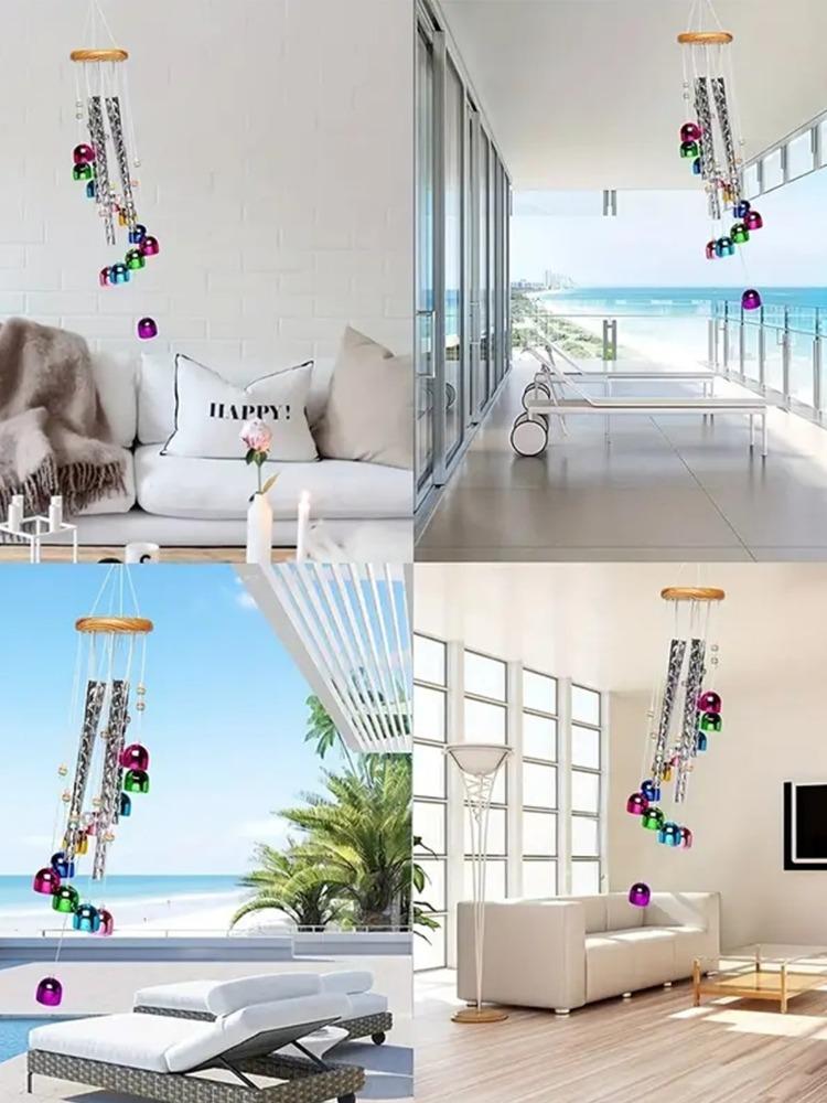 Outdoor Colorful Wind Chimes with 4 Aluminum Tubes Comes and 11 Bells for Garden Yard Home Decoration