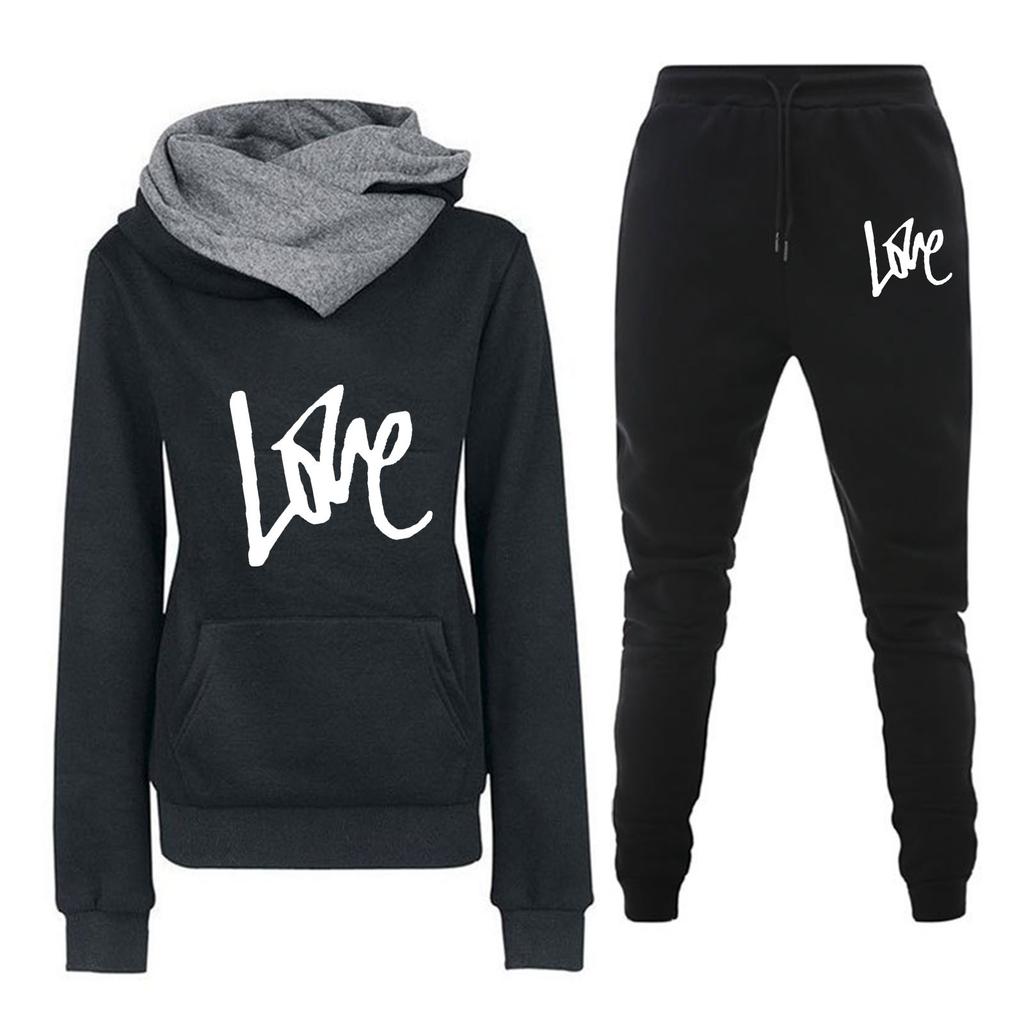 Новый весенне-осенне-зимний повседневный комплект спортивной одежды с женской толстовкой и толстовкой с принтом любовных писем, модный комплект