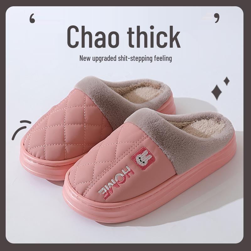 Зимние водонепроницаемые хлопковые тапочки 2025 года: Обувь для помещений и улицы с толстой подошвой, нескользящая, закрывающая пятку, для мужчин и женщин