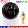 40-120℃,100-250℉ 52MM Water Temperature Gauge With Flashing Alarm Temp Sensor 10.2MM for Auto Car Boat Yacht 7 Color Light