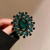 Retro Green Stone Flower Brooch Pin Ladies Wedding Party Brooch Bouquet Dress Accessories Gift