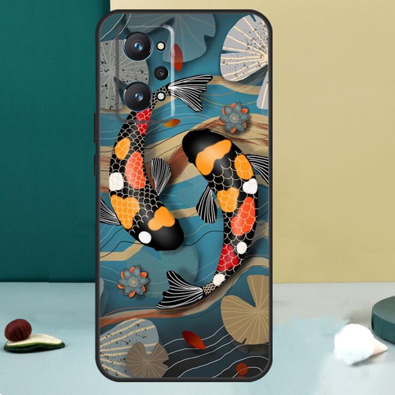 Рыба Кои Инь Ян Для Realme 13 12 10 11 14 Pro Plus GT 6 5 6T GT7 Pro C55 C53 C51 C21Y C25S C75 C67 C61 Чехол