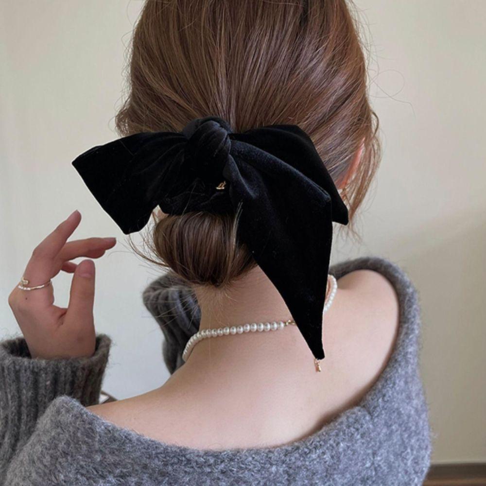 Милые бархатные резинки для волос с бантом во французском стиле, большие жгуты для волос, женские резинки для волос, аксессуары для волос