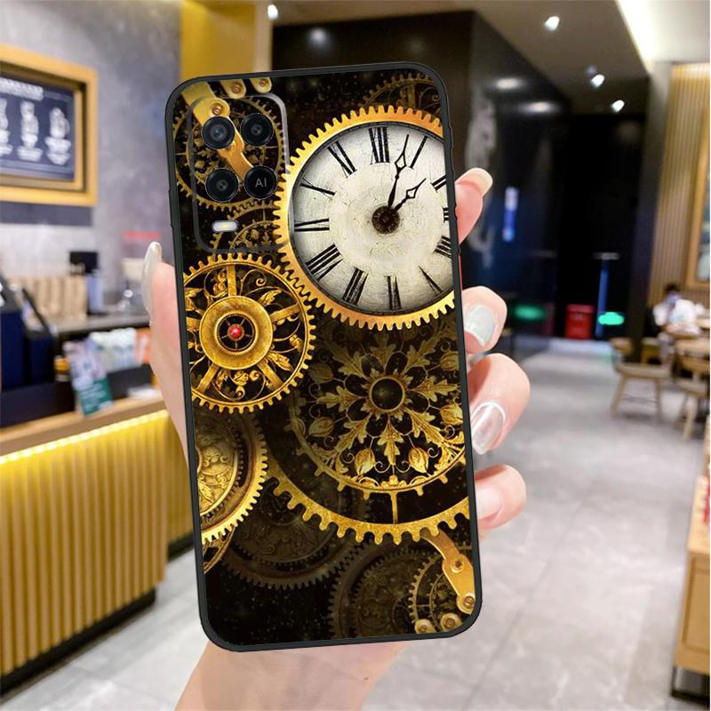 Steampunk Style Gears Levers Engine Case For Oppo A96 A76 A16 A17 A18 A60 A80 A40 A38 A58 A78 A98 A94 A74 A54 A15 A57 A77 A5 Pro