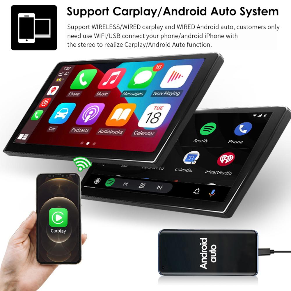 Автомобильная магнитола Hizpo 7 дюймов, одинарный, 1 Din, авторадио, CarPlay, GPS-навигация, выдвижной экран, 1Din, Android 12, мультимедийный плеер, универсальное аудио-видео головное устройство
