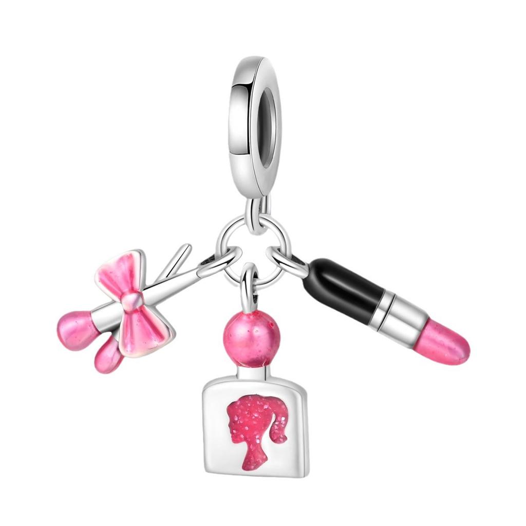 2026 Barbie Pink Girl Heart DIY Jewelry Accessories Bracelet 925 Silver Charm Beads