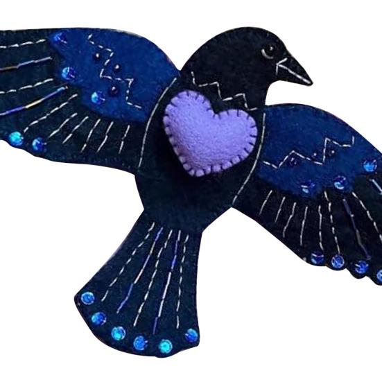 Сумка для шитья "Ворон" Хранитель стежков Ручной работы Фетровый Ворон Швейная сумочка Органайзер для швейных принадлежностей Подарок для любителей рукоделия Мамы Женщины