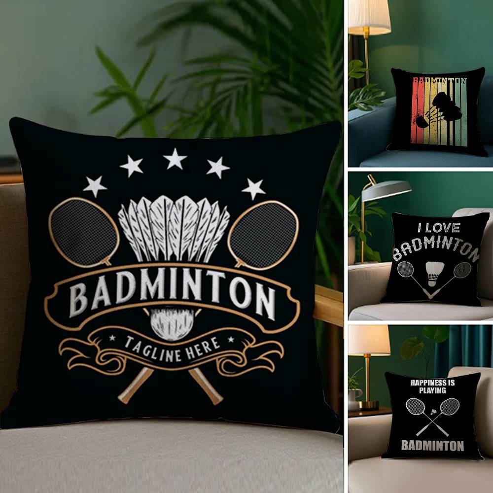 Badminton Sport Pillow Case Sofa Living Room Bedroom Double-sided Printing Square Cushion Nap Time Cushion Cover